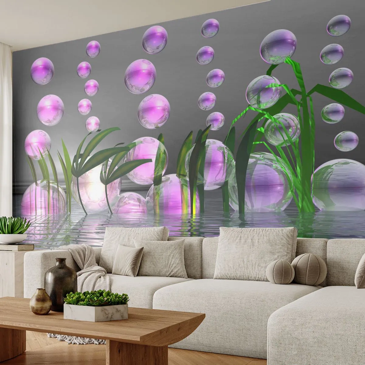 Fototapet Premium Canvas - Tankeväckande komposition av lätthet och liv - Abstraktion, Grafik, 3D - 250x175 cm
