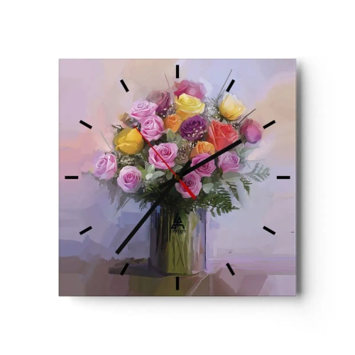 Väggklocka - Klocka på glas - Stoppad skönhet - 30x30 cm