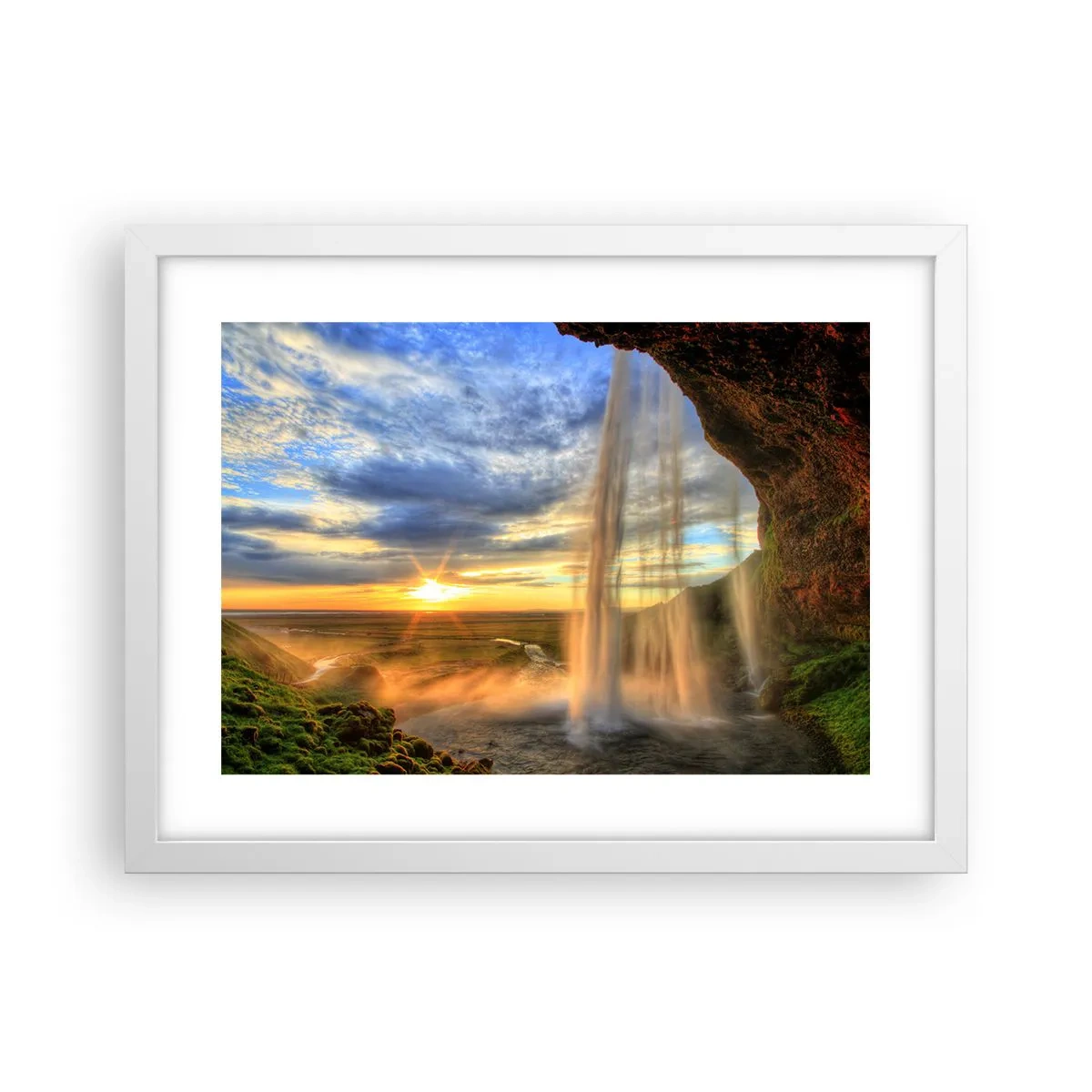 Affisch i vit ram - Världen bakom ridå av droppar - 40x30 cm