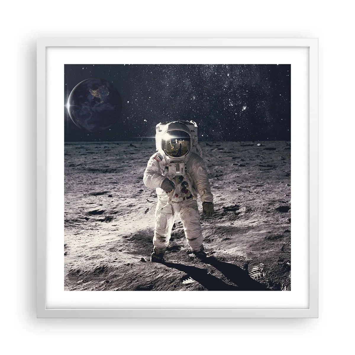 Affisch i vit ram - Hälsningar från månen - 50x50 cm