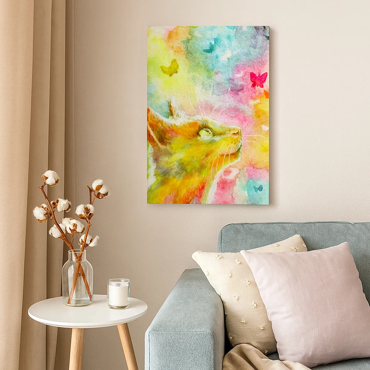 Canvastavla - Bild på duk - I kattparadiset - 50x70 cm