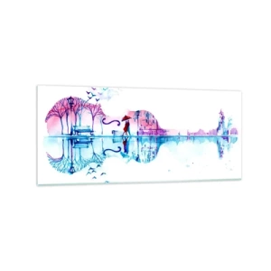 Glastavla - Bild på glas - Regnmusik - 120x50 cm