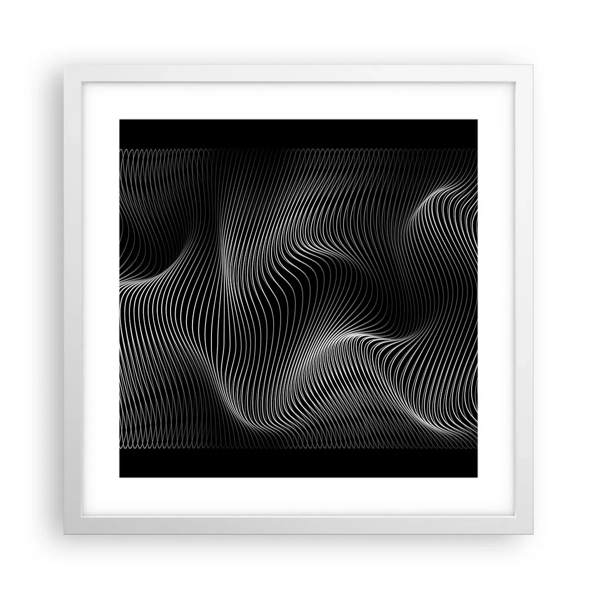 Affisch i vit ram - Ljusets dans i rymden - 40x40 cm