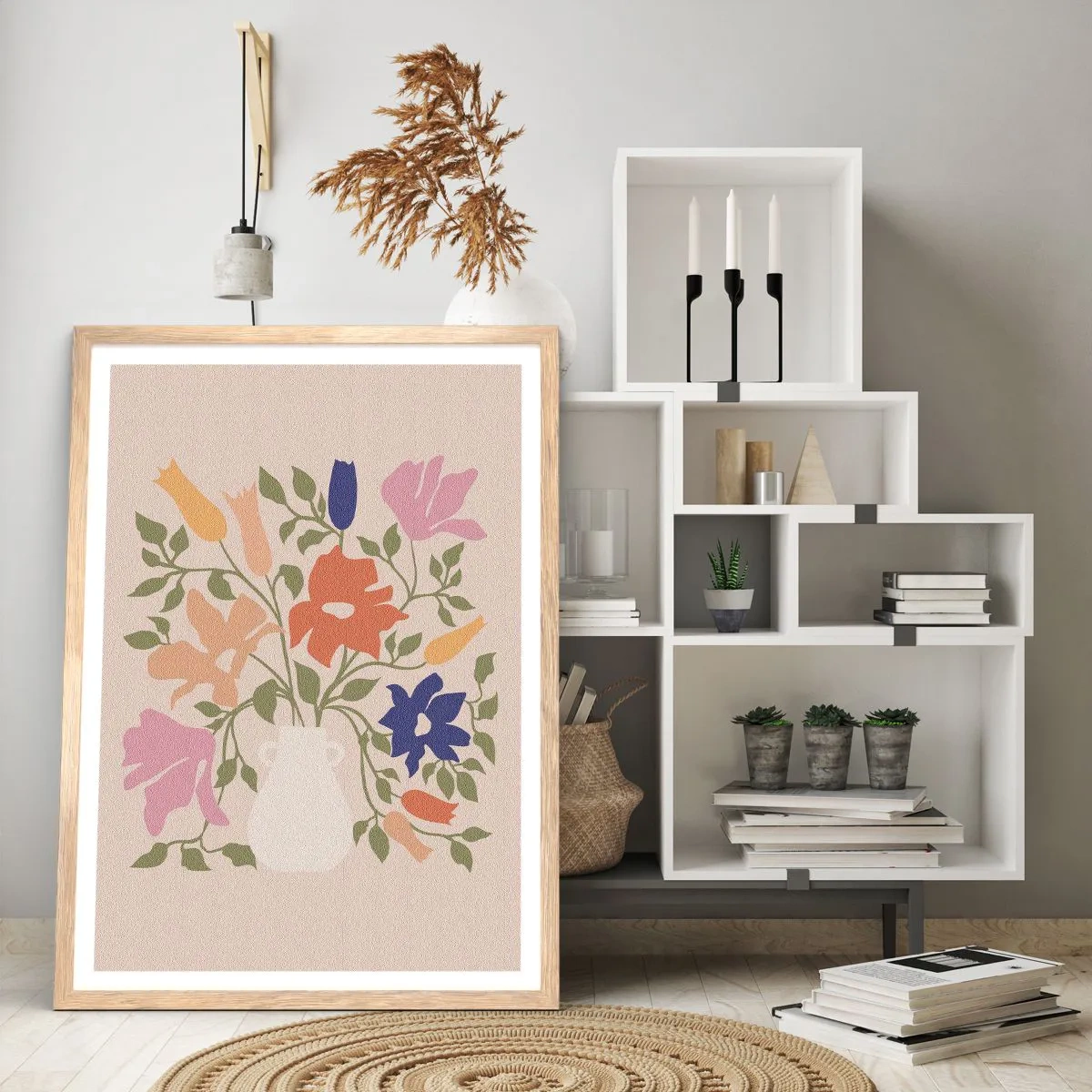 Affisch i ram av ljusek - En delikat bukett - 70x100 cm