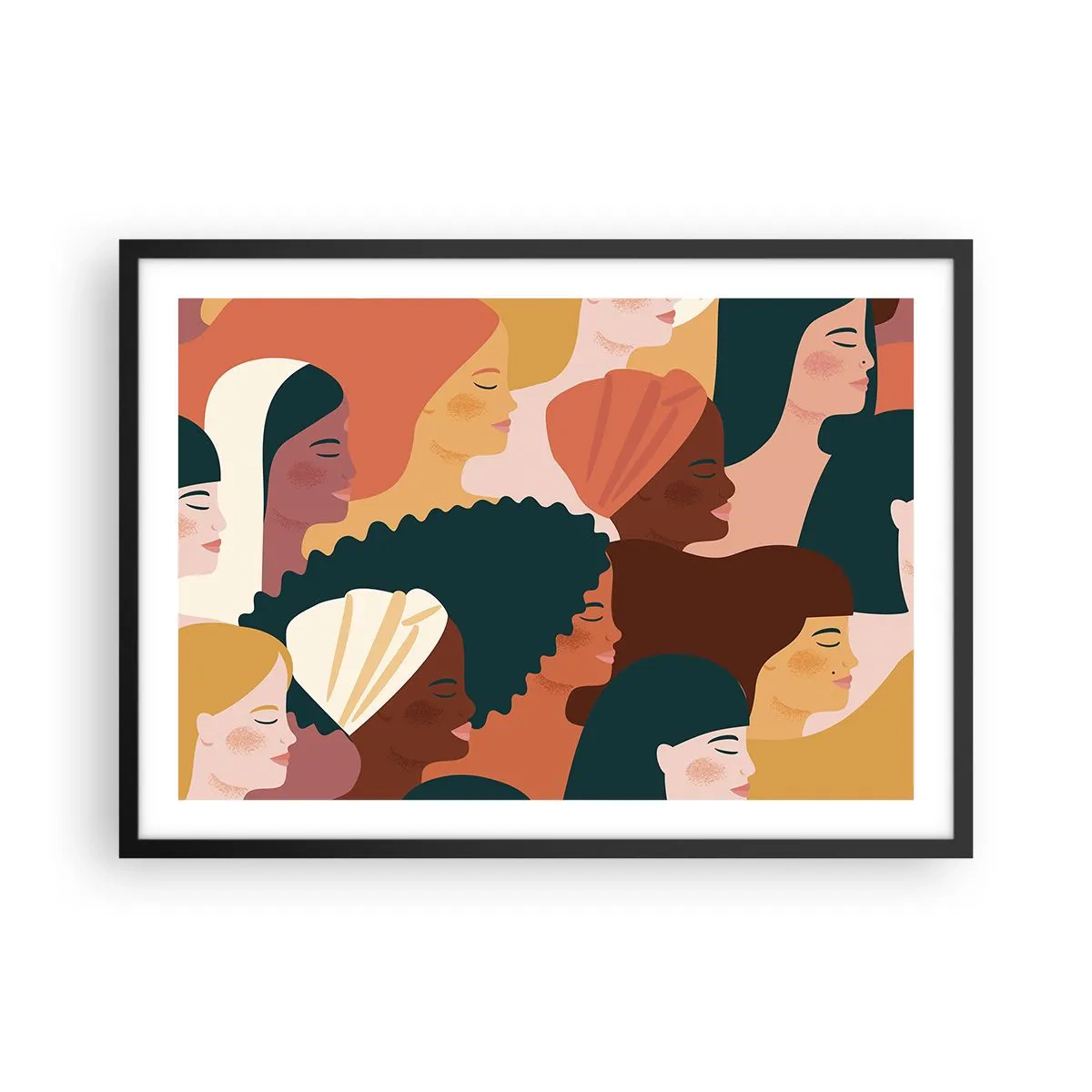 Affisch i svart ram - Endast kvinnlighet - 70x50 cm