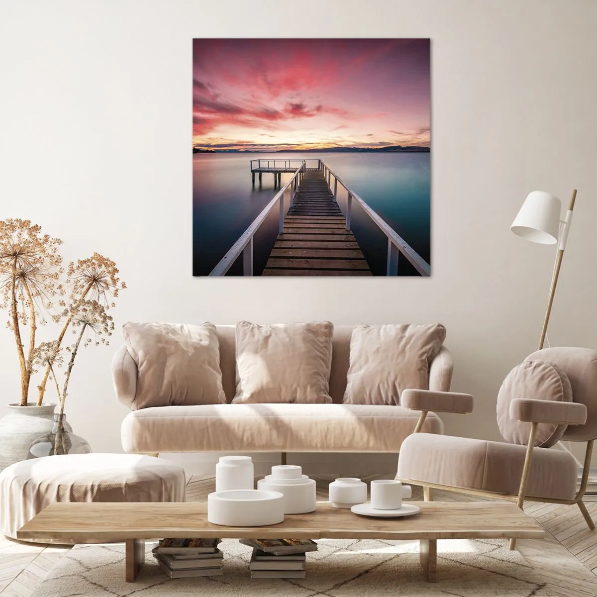 Canvastavla - Bild på duk - Kvällens milda låga - 70x70 cm