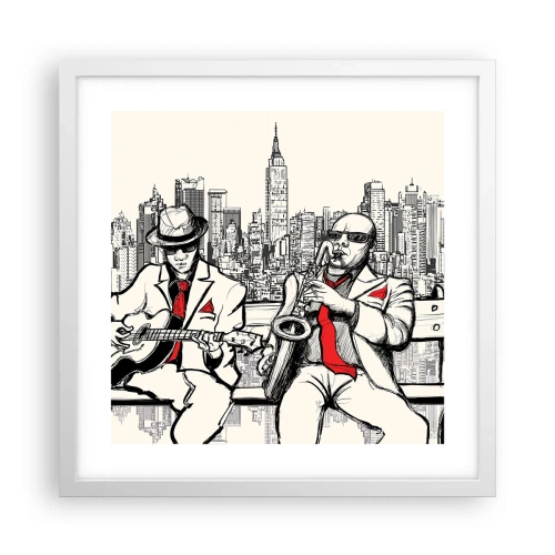 Affisch i vit ram - New Yorks improvisation - 40x40 cm