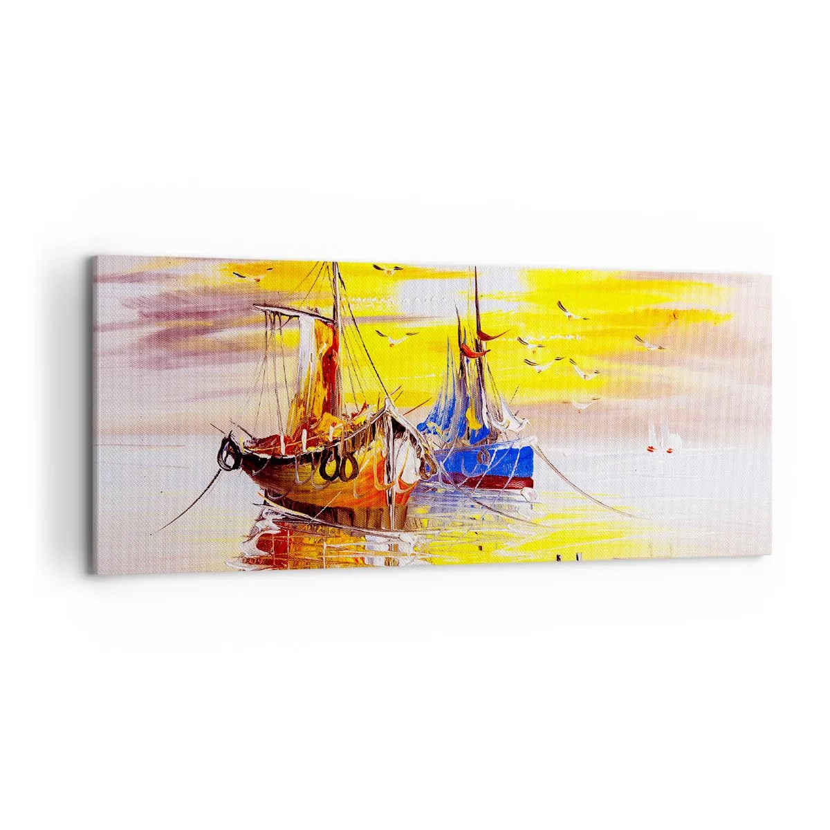 Canvastavla - Bild på duk - Välförtjänt vila i hamnen - 120x50 cm