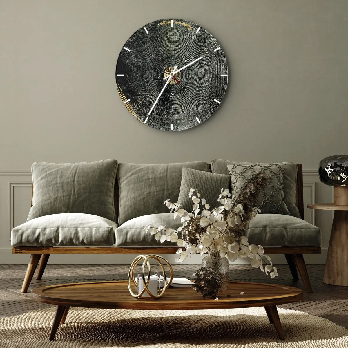 Väggklocka - Klocka på glas - Förändring och varaktighet - 40x40 cm