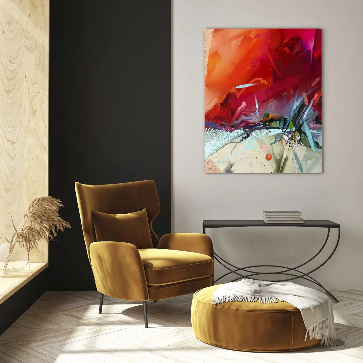 Glastavla - Bild på glas - Ljus- och färgexplosion - 50x70 cm