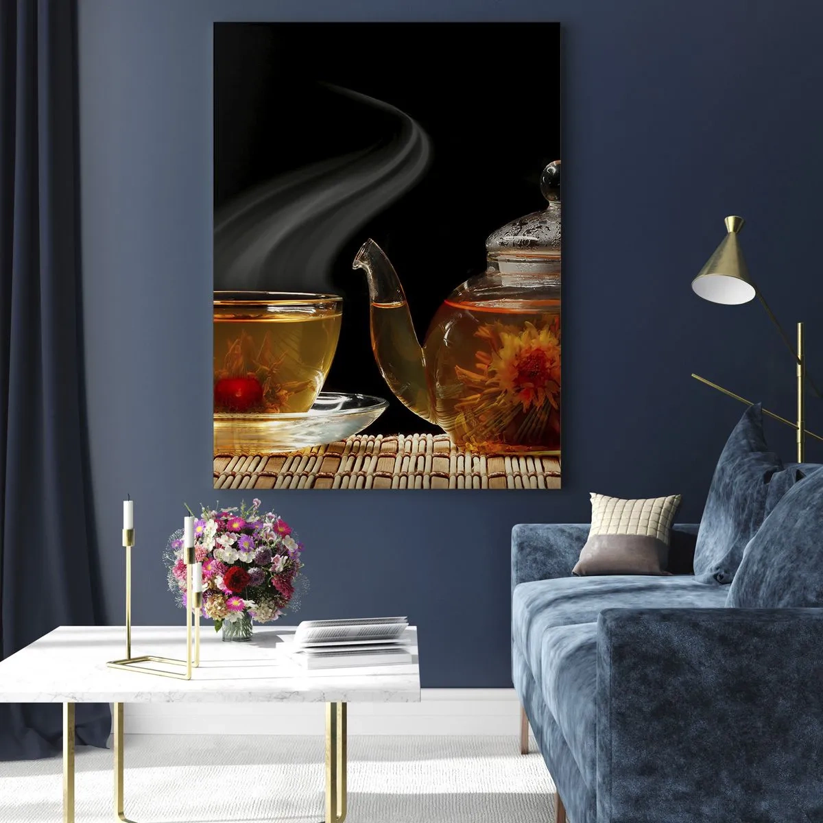 Glastavla - Bild på glas - Magin och konsten att brygga te - 70x100 cm