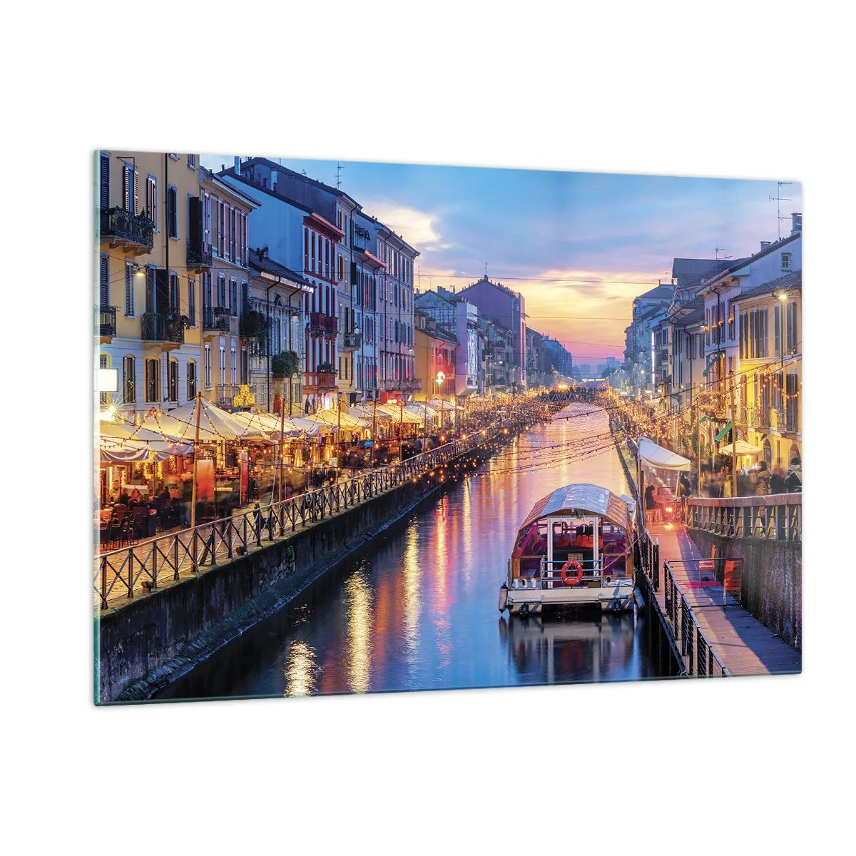Glastavla - Bild på glas - Ljusets och nöjets kväll - 120x80 cm