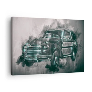 Canvastavla - Bild på duk - En klassisk retrobil med en konstnärlig bakgrund - 70x50cm - Ärad föregångare - Modern väggdekoration för vardagsrum och sovrum ARTTOR