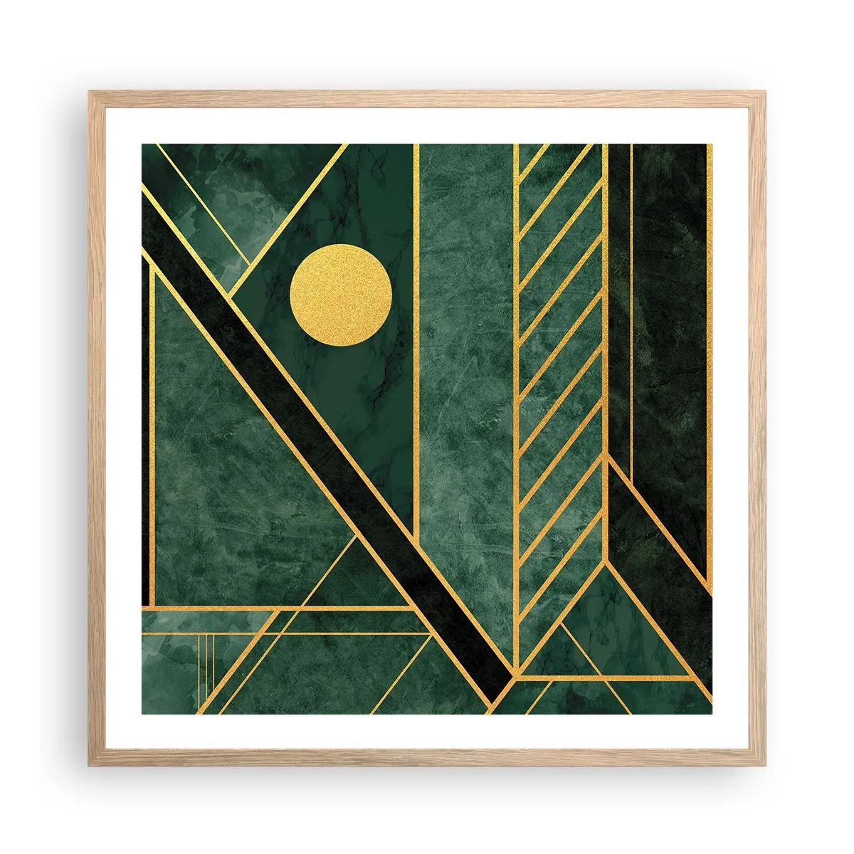 Affisch i ram av ljusek - Dynamik av guld och azurblå - 60x60 cm