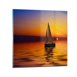 Glastavla - Bild på glas - Så tyst i skymningen... - 70x70 cm