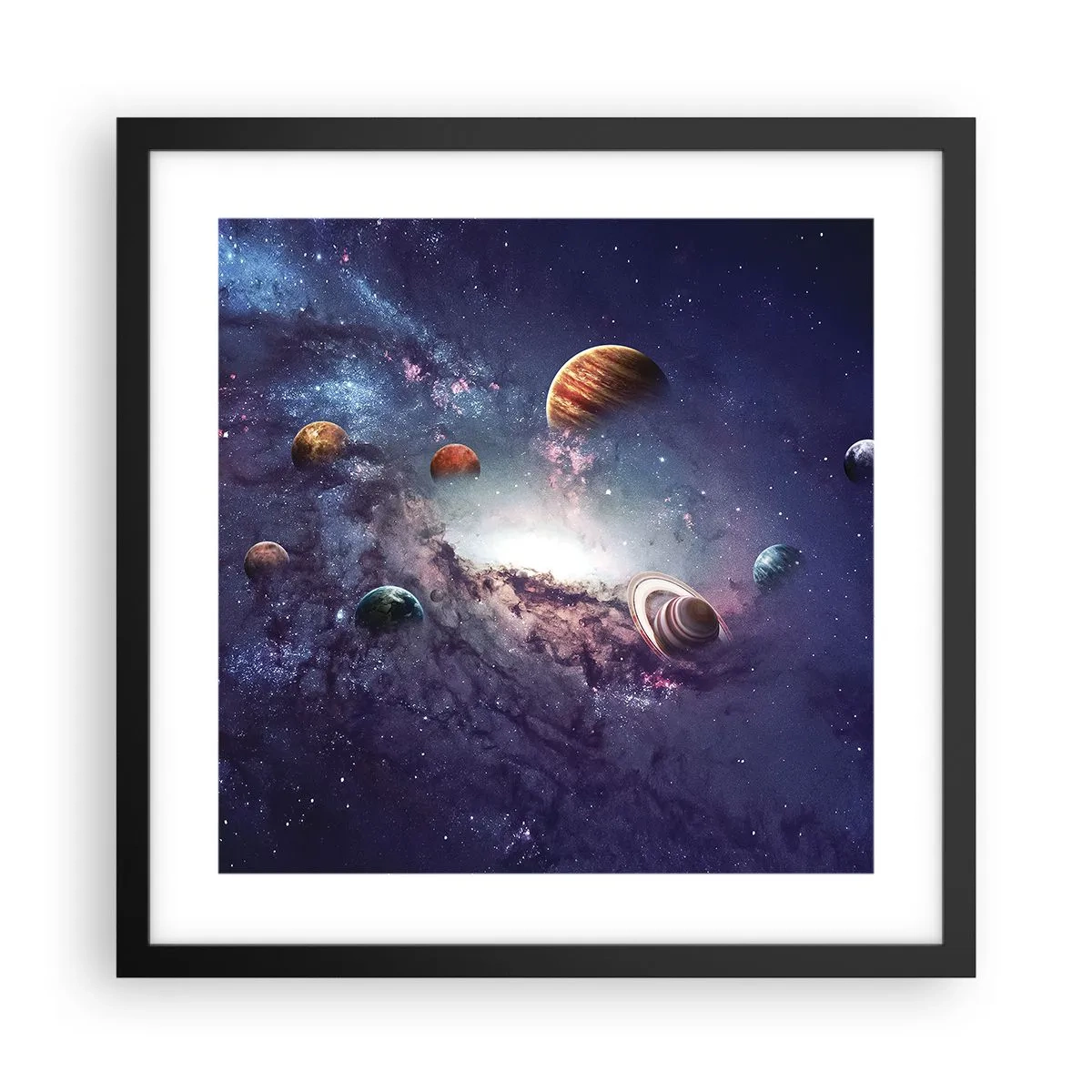 Affisch i svart ram - Sol- och danssystem - 40x40 cm