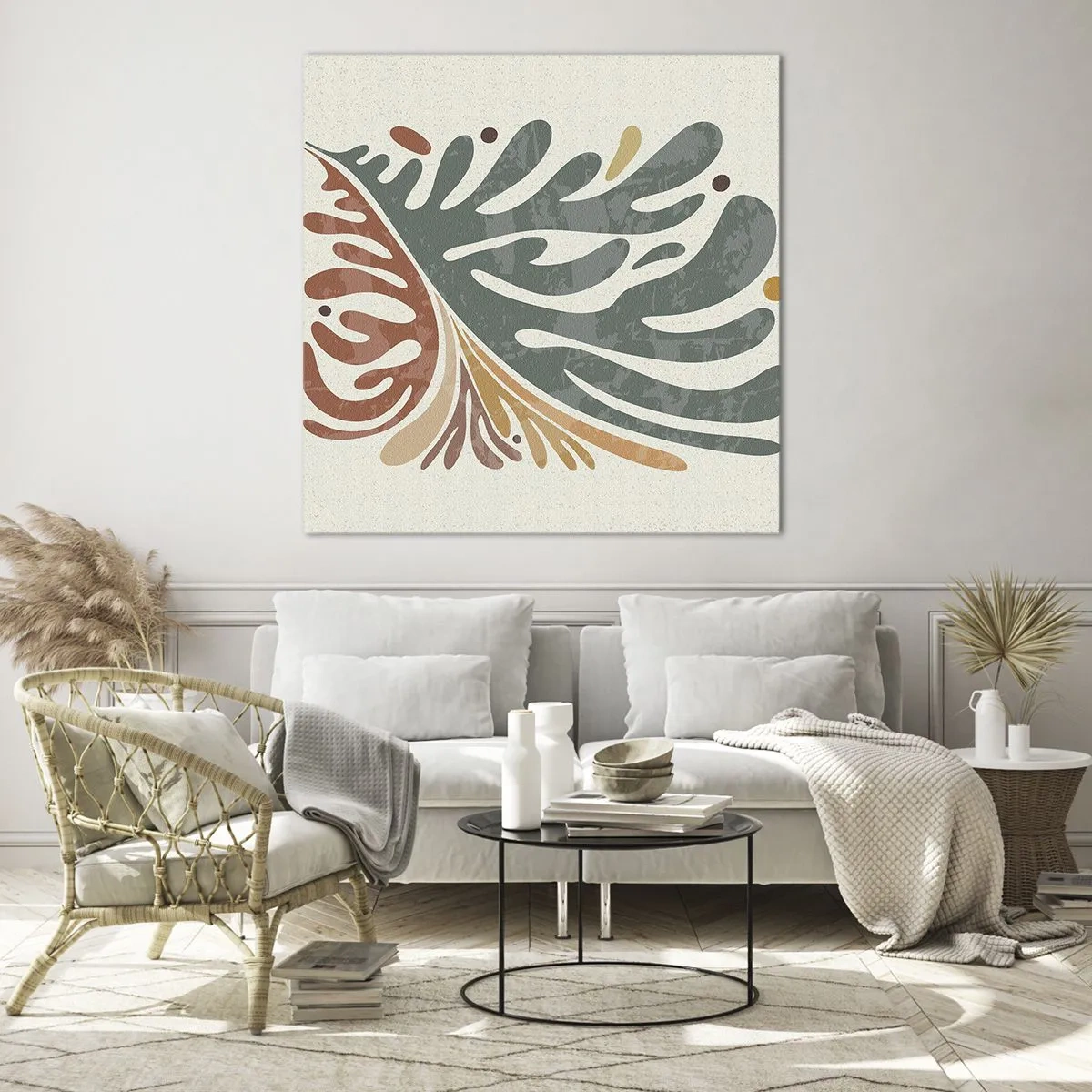 Glastavla - Bild på glas - Flerfärgat blad - 30x30 cm