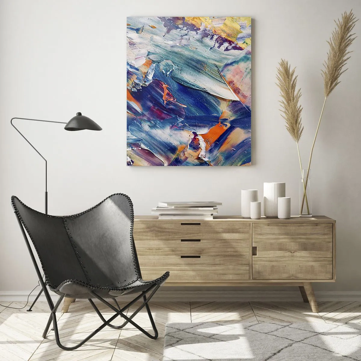 Glastavla - Bild på glas - Färgkaos - 50x70 cm