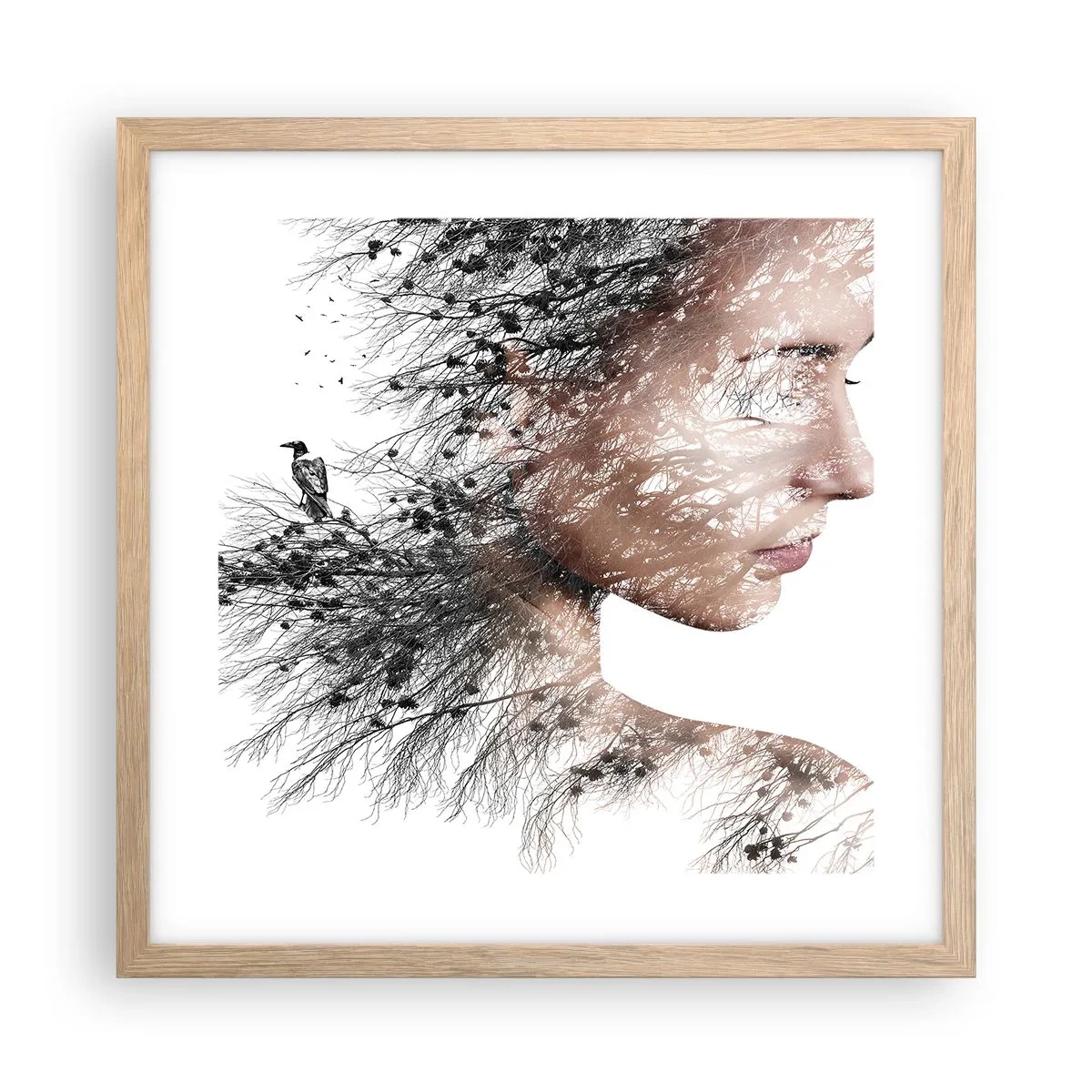 Affisch i ram av ljusek - Skogens ande - 40x40 cm