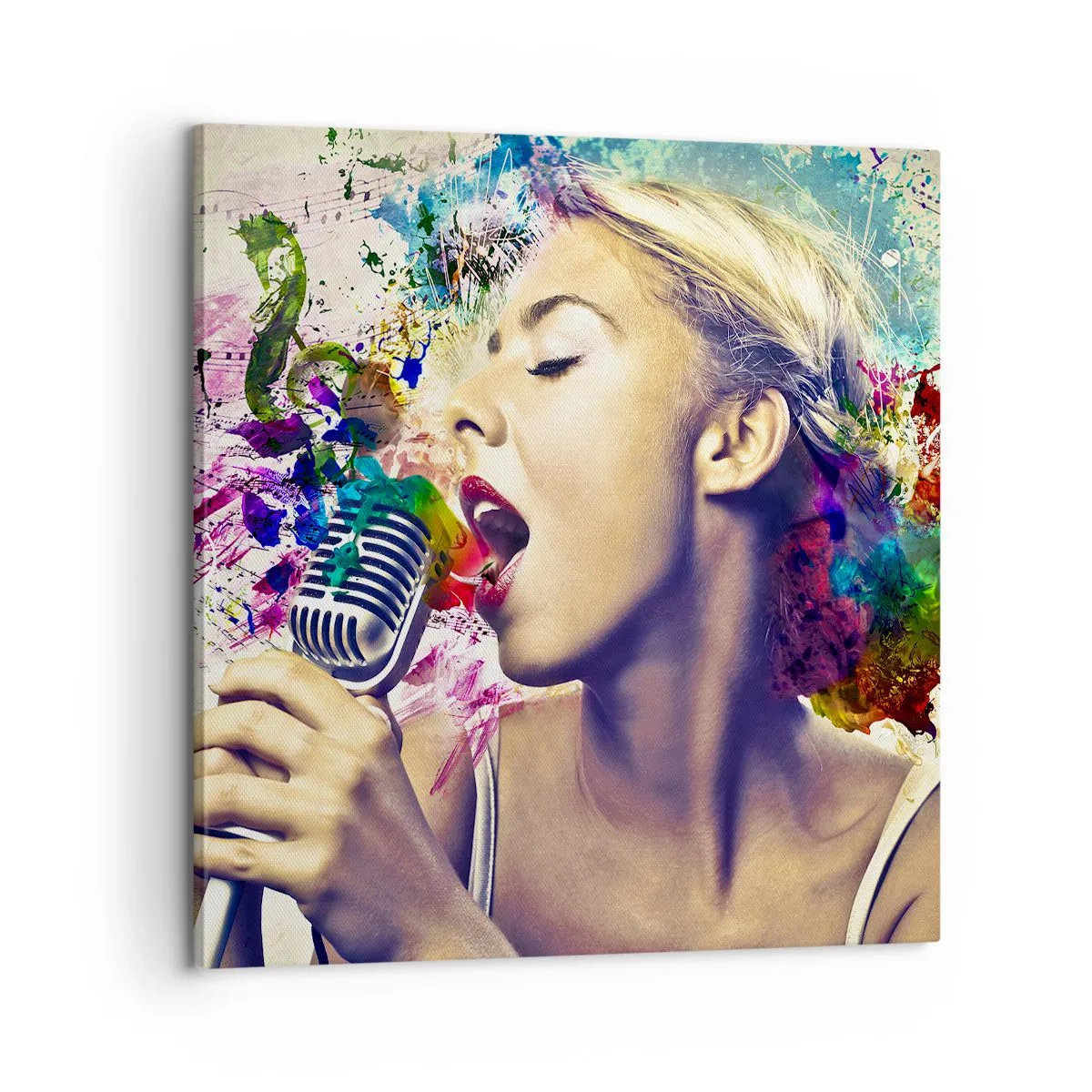 Canvastavla - Bild på duk - Måla världen med rösten - 60x60 cm