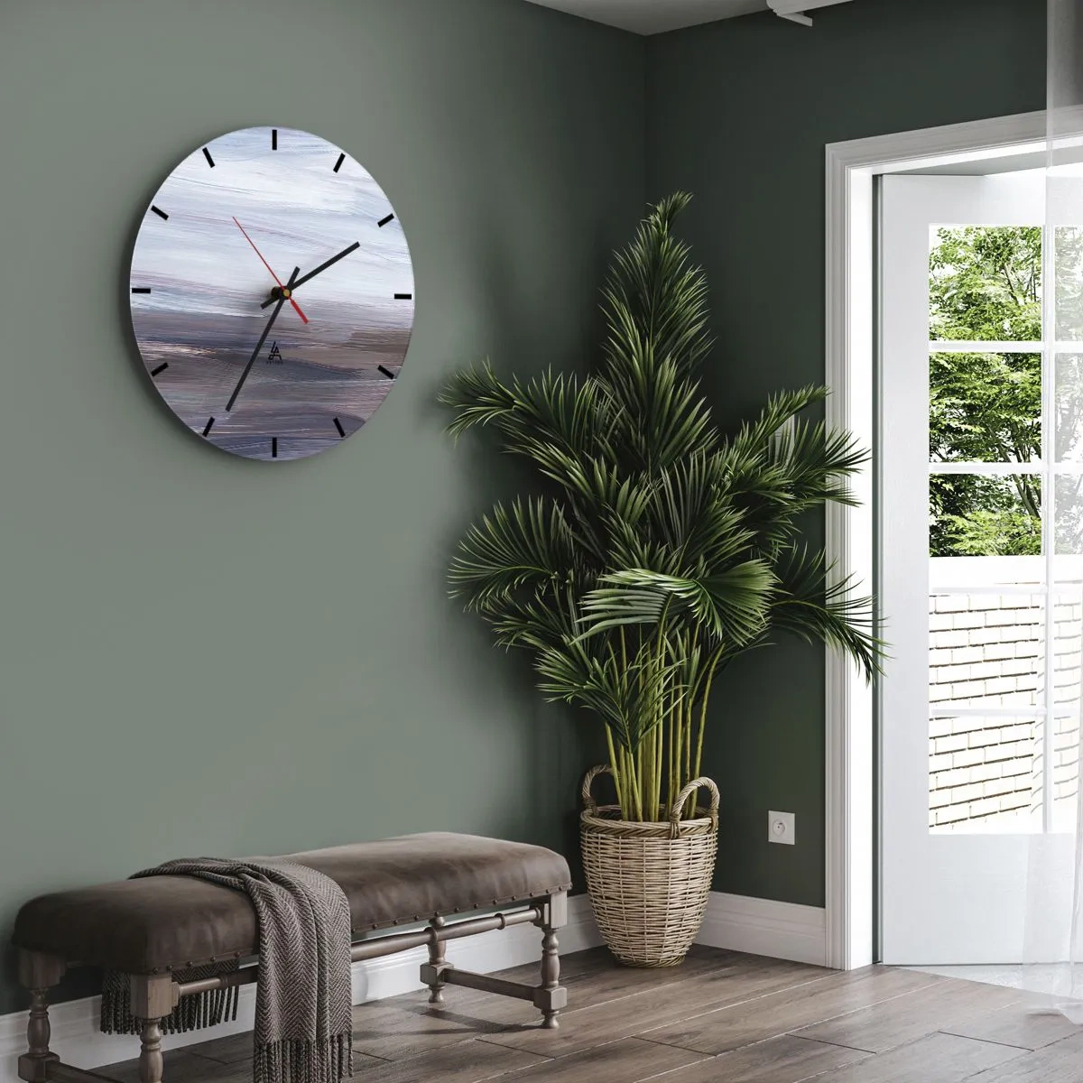 Väggklocka - Klocka på glas - Element: vatten - 40x40 cm