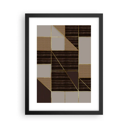 Affisch i svart ram - Mosaik av brun och guld - 30x40 cm