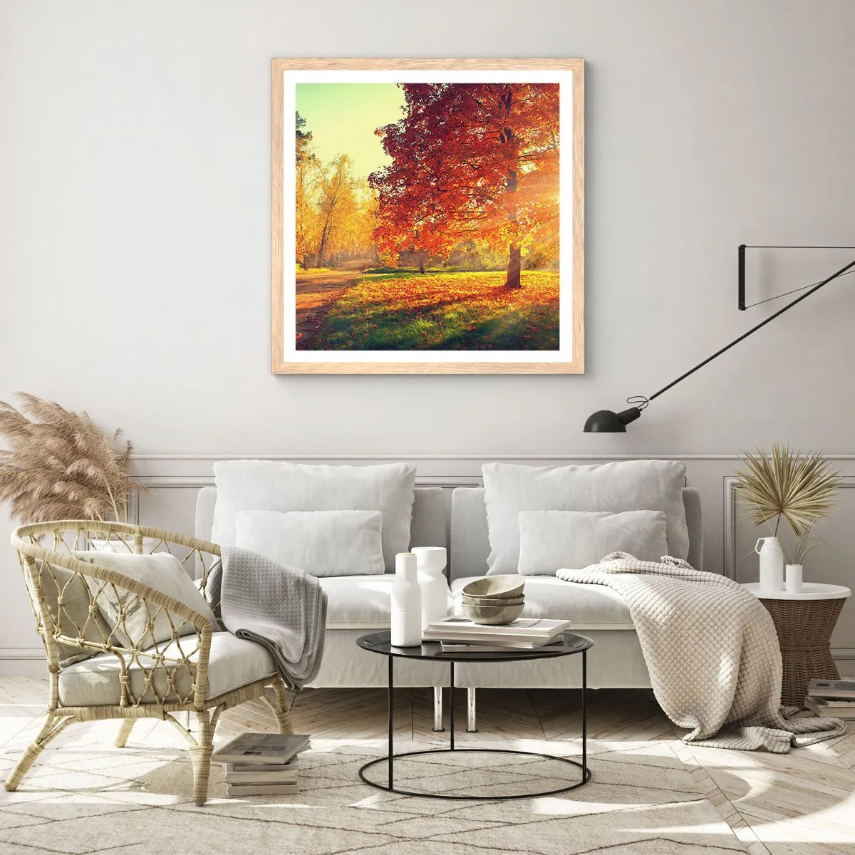 Affisch i ram av ljusek - Rött är vackert - 60x60 cm