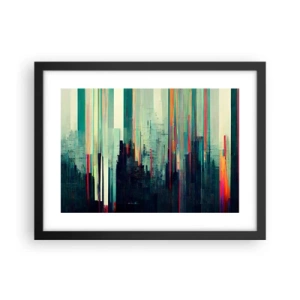 Affisch i svart ram - Futuristisk stad - 40x30 cm