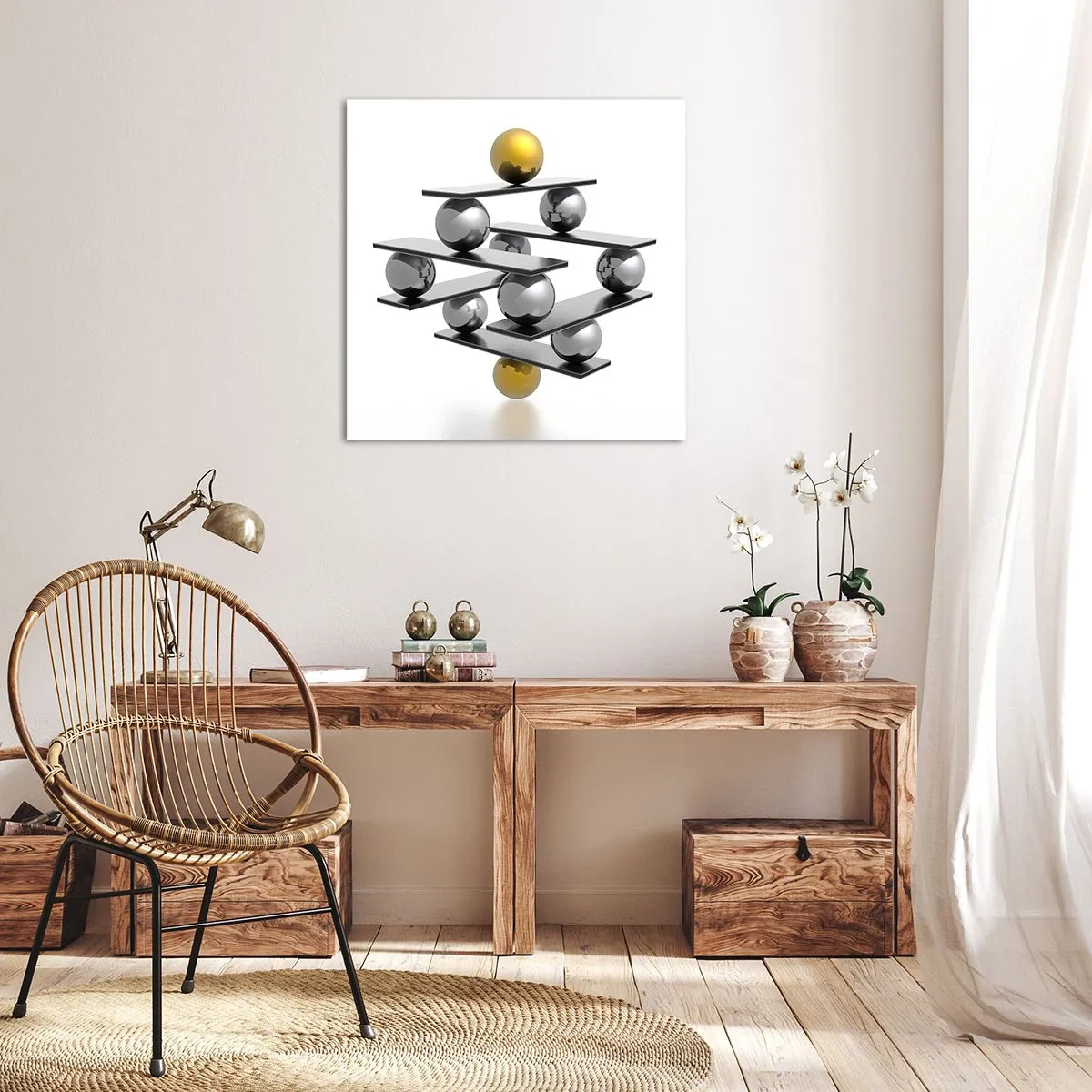Canvastavla - Bild på duk - Guld-silver balans - 30x30 cm