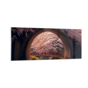 Glastavla - Bild på glas - Japansk vår - 100x40 cm