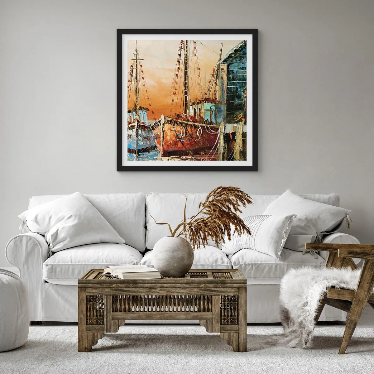 Affisch i svart ram - Lugn hemresa - 60x60 cm