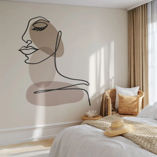 Fototapet Premium Canvas - Lyssnar på sig själv - Abstraktion, Kvinnans ansikte, Grafik - 350x256 cm