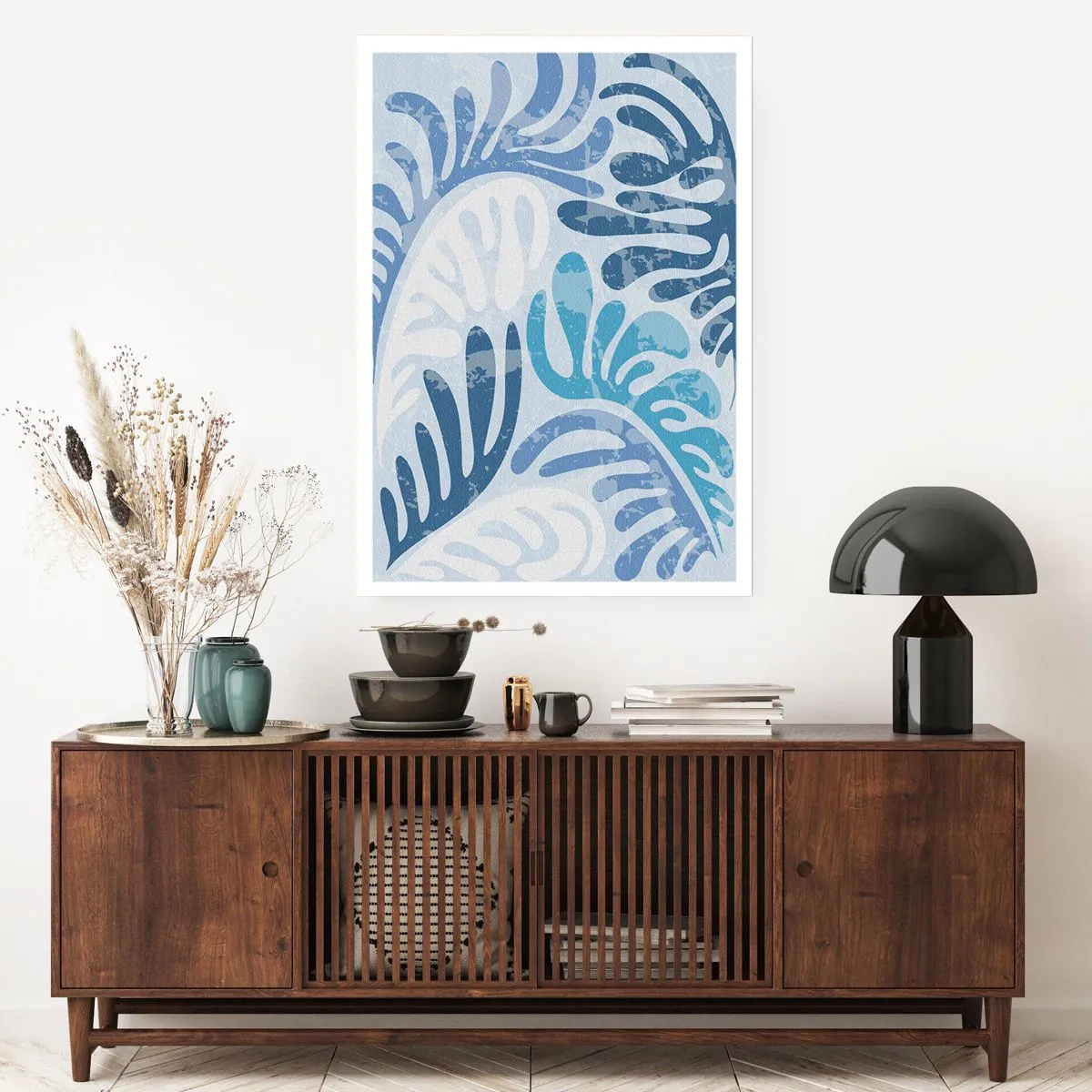 Affisch - Blåa ormbunkar - 61x91 cm