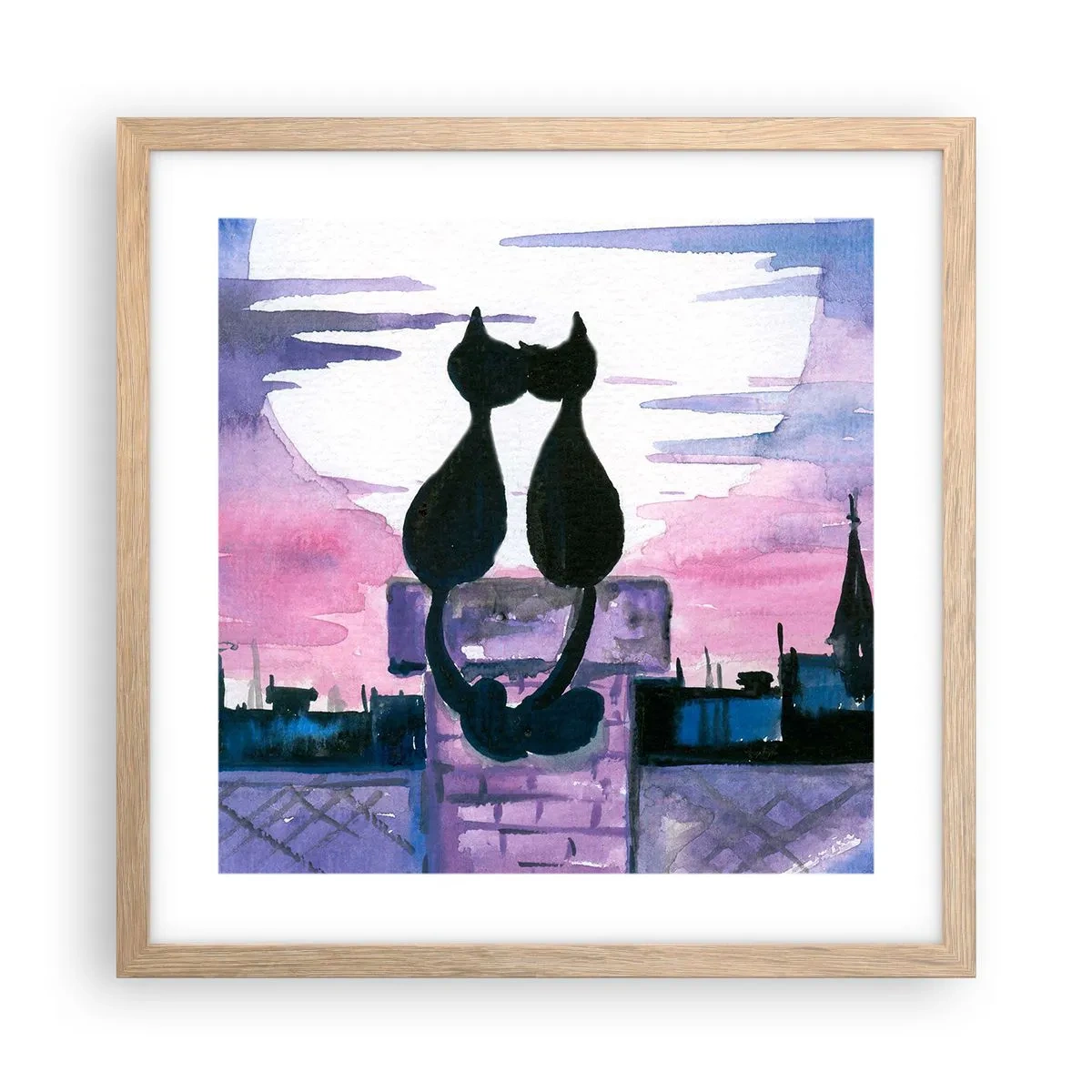 Affisch i ram av ljusek - Rendez-vous under månen - 40x40 cm