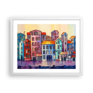 Affisch i vit ram - En sagostad  - 50x40 cm