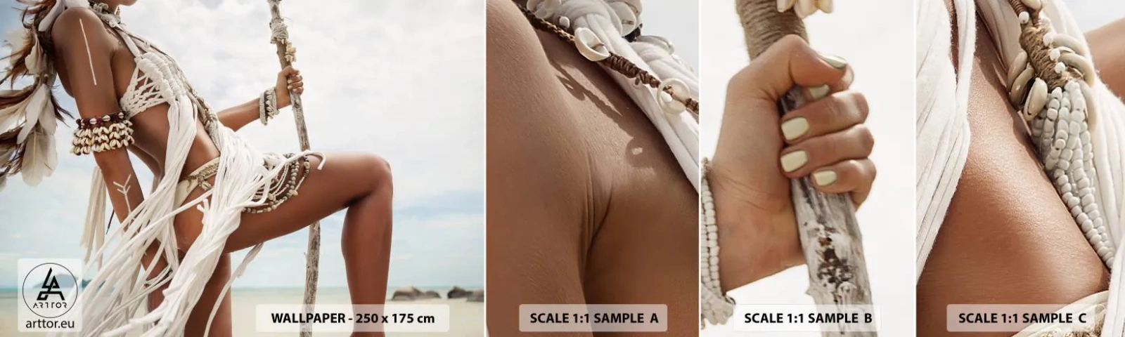 Fototapet Prov Standard Eco - Solens prästinna - Kvinna, Boho, Årgång - 100x30 cm