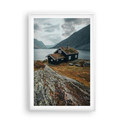 Affisch i vit ram - Sommarort vid fjorden - 61x91 cm