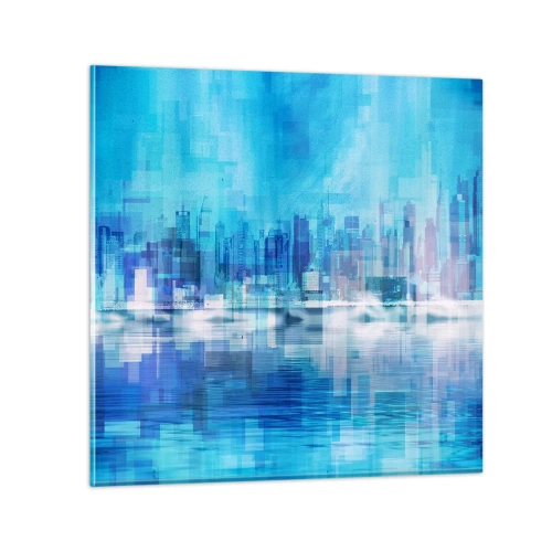 Glastavla - Bild på glas - Försänkta i blått - 30x30 cm