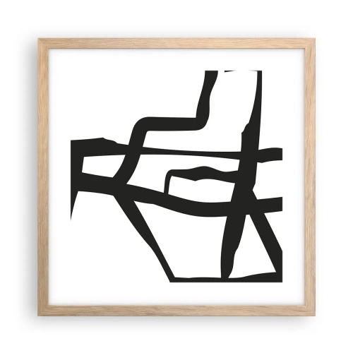 Affisch i ram av ljusek - Svartvit konstruktion - 40x40 cm