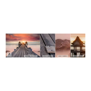 Provbit av självhäftande fototapet Deluxe Sticker - Skymning i öst - Landskap, Träpir, Hav - 100x30 cm