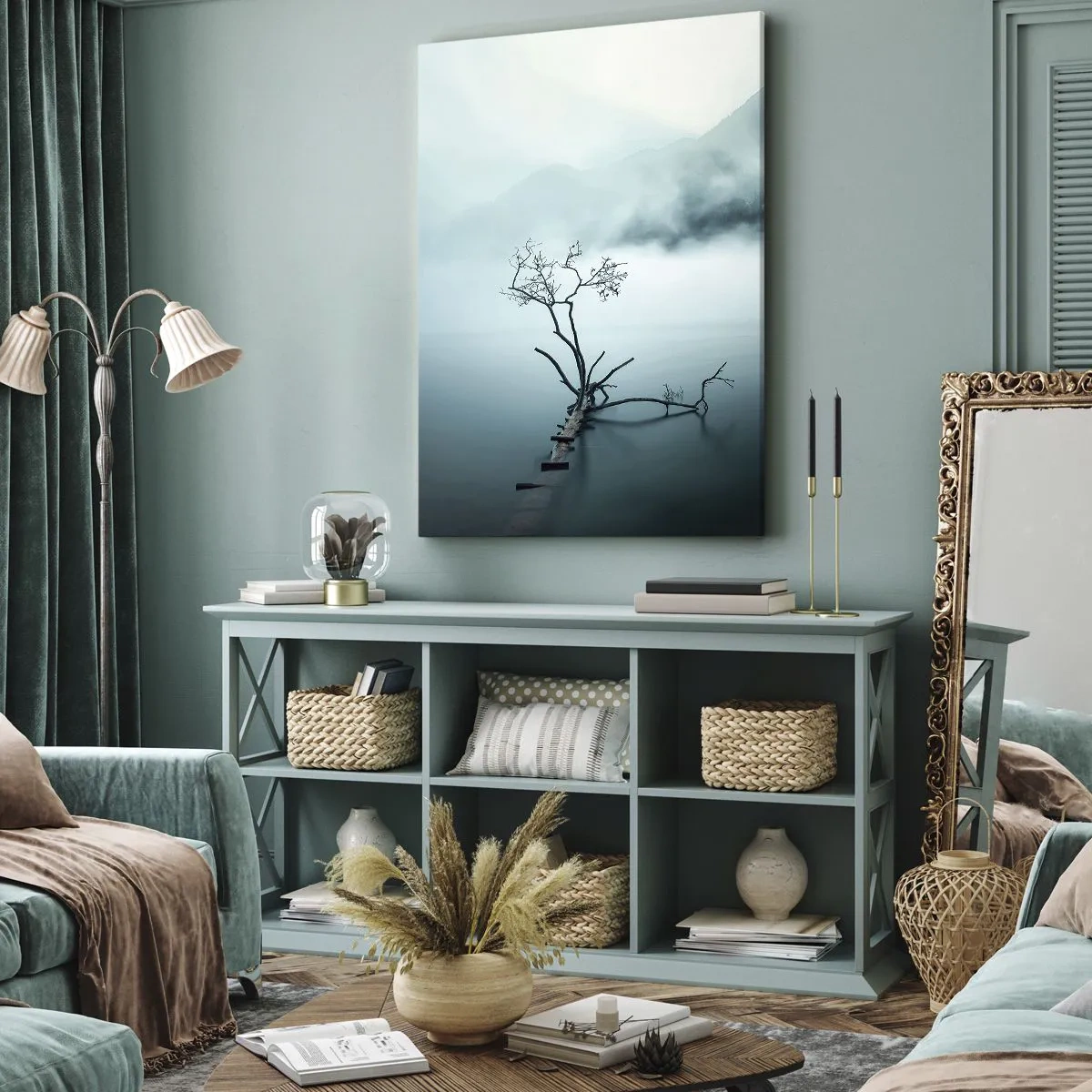 Canvastavla - Bild på duk - Ut ur vatten och dimma - 50x70 cm