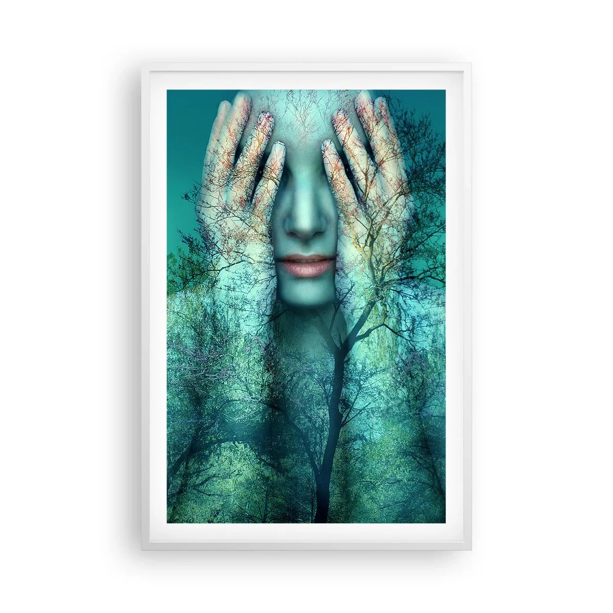 Affisch i vit ram - Doppad i blått - 61x91 cm