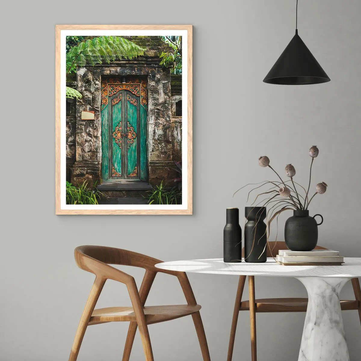 Affisch i ram av ljusek - Dörren till exotiska världen - 61x91 cm