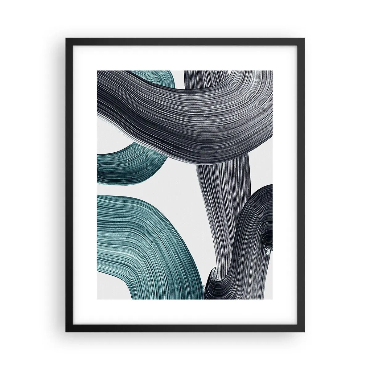 Affisch i svart ram - Smaragd och svarta spår - 40x50 cm