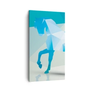 Canvastavla - Bild på duk - Geometrisk häst i turkos - 45x80 cm