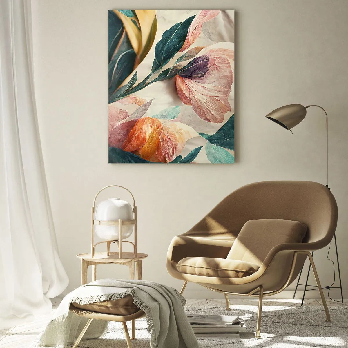 Glastavla - Bild på glas - Blommor av de södra öarna - 80x120 cm