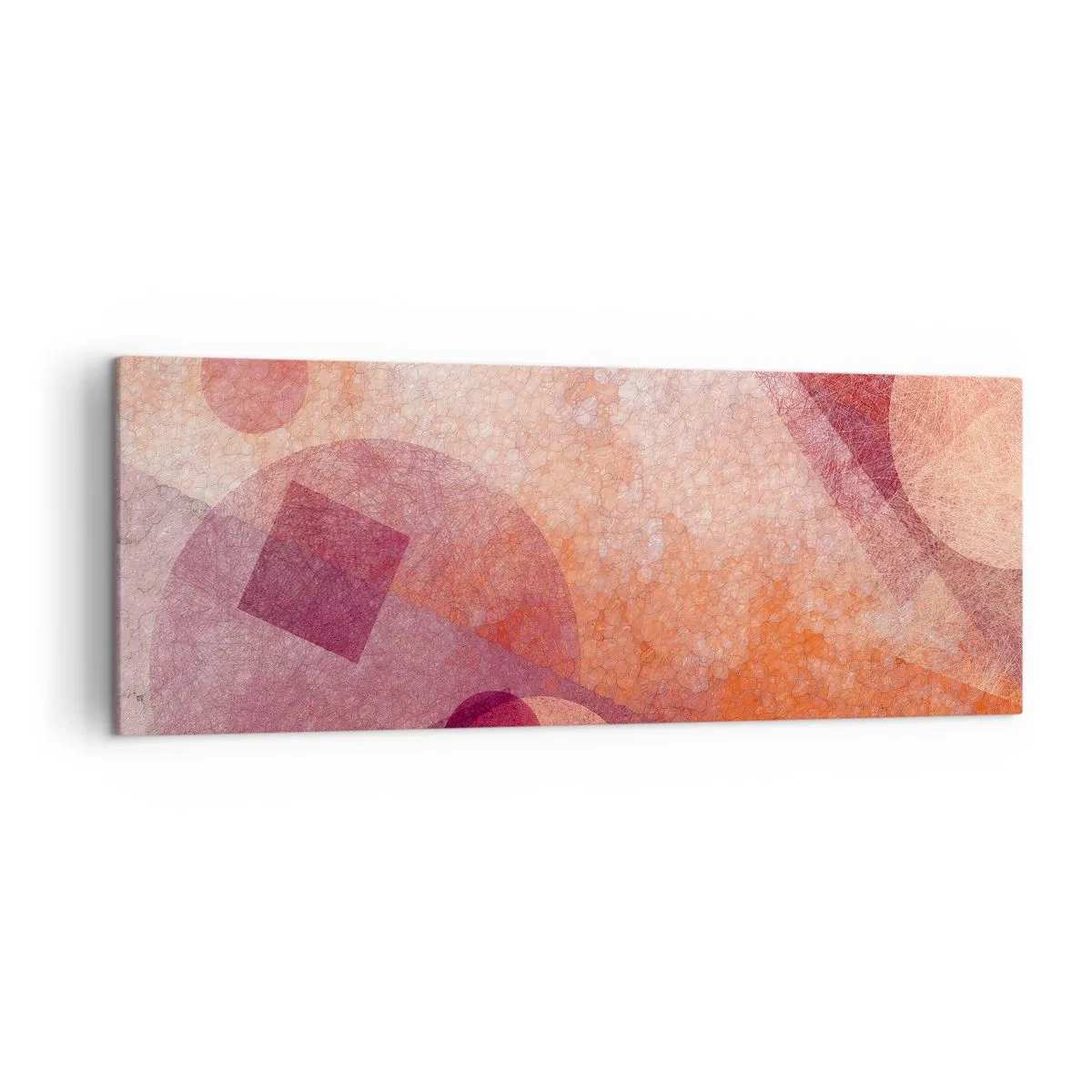 Canvastavla - Bild på duk - Geometriska omvandlingar i rosa - 140x50 cm
