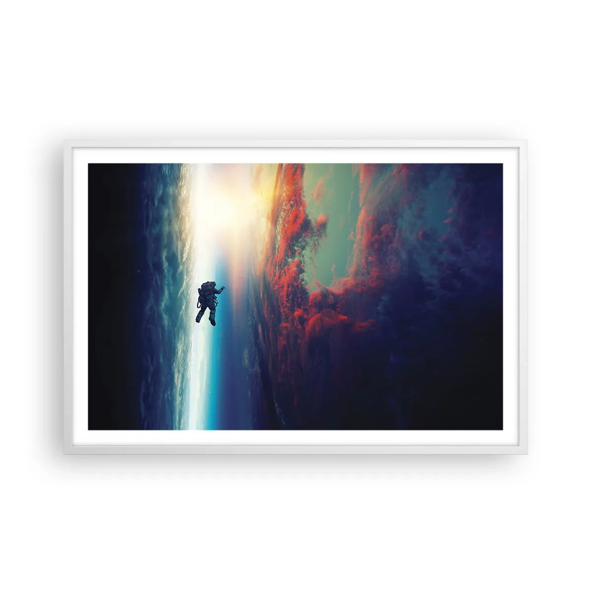 Affisch i vit ram - Stå emot universumet - 91x61 cm