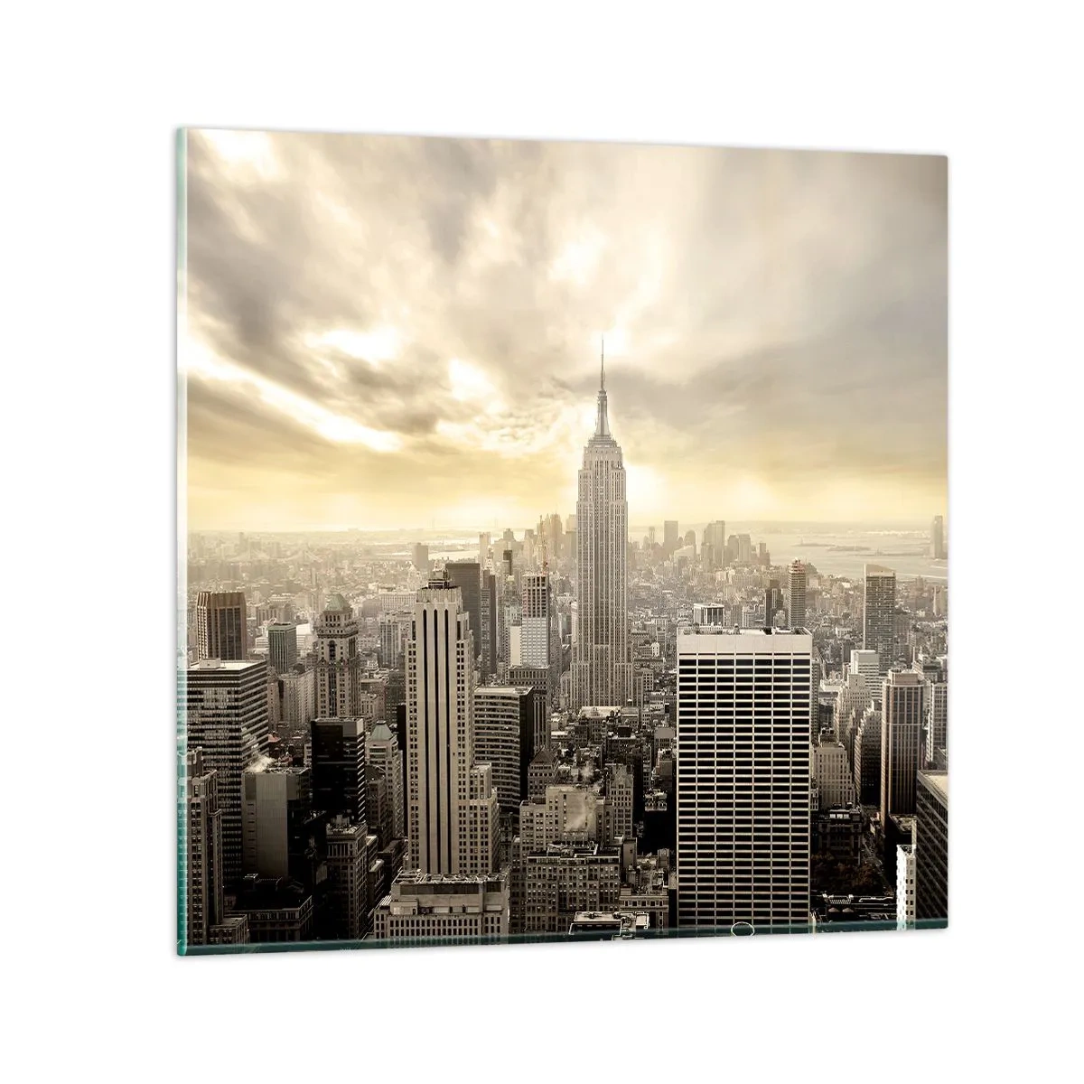 Glastavla - Bild på glas - New York i grånyanser - 30x30 cm
