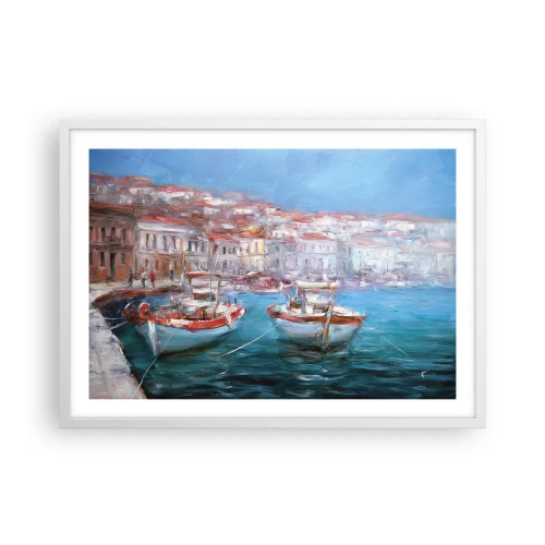 Affisch i vit ram - Italiensk vik - 70x50 cm